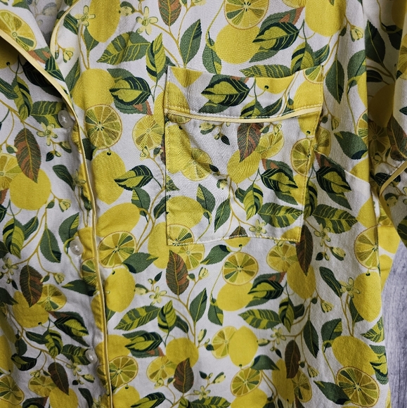 Boden Short Sleeve Pyjama Shirt - Lemon Vine 16/18 - Picture 8 of 11